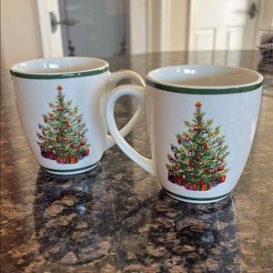 Christopher Radko (2) Christmas Holiday Mugs Vintage pattern 2002